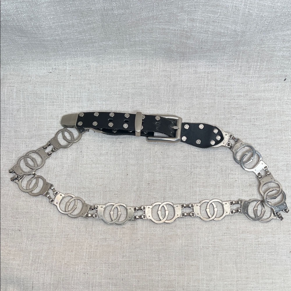 Vintage Leather Handcuff Chain Belt dead stock XL